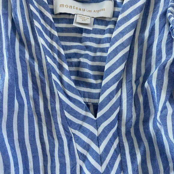 Blue and white striped low cut dress M - Picture 2 of 3